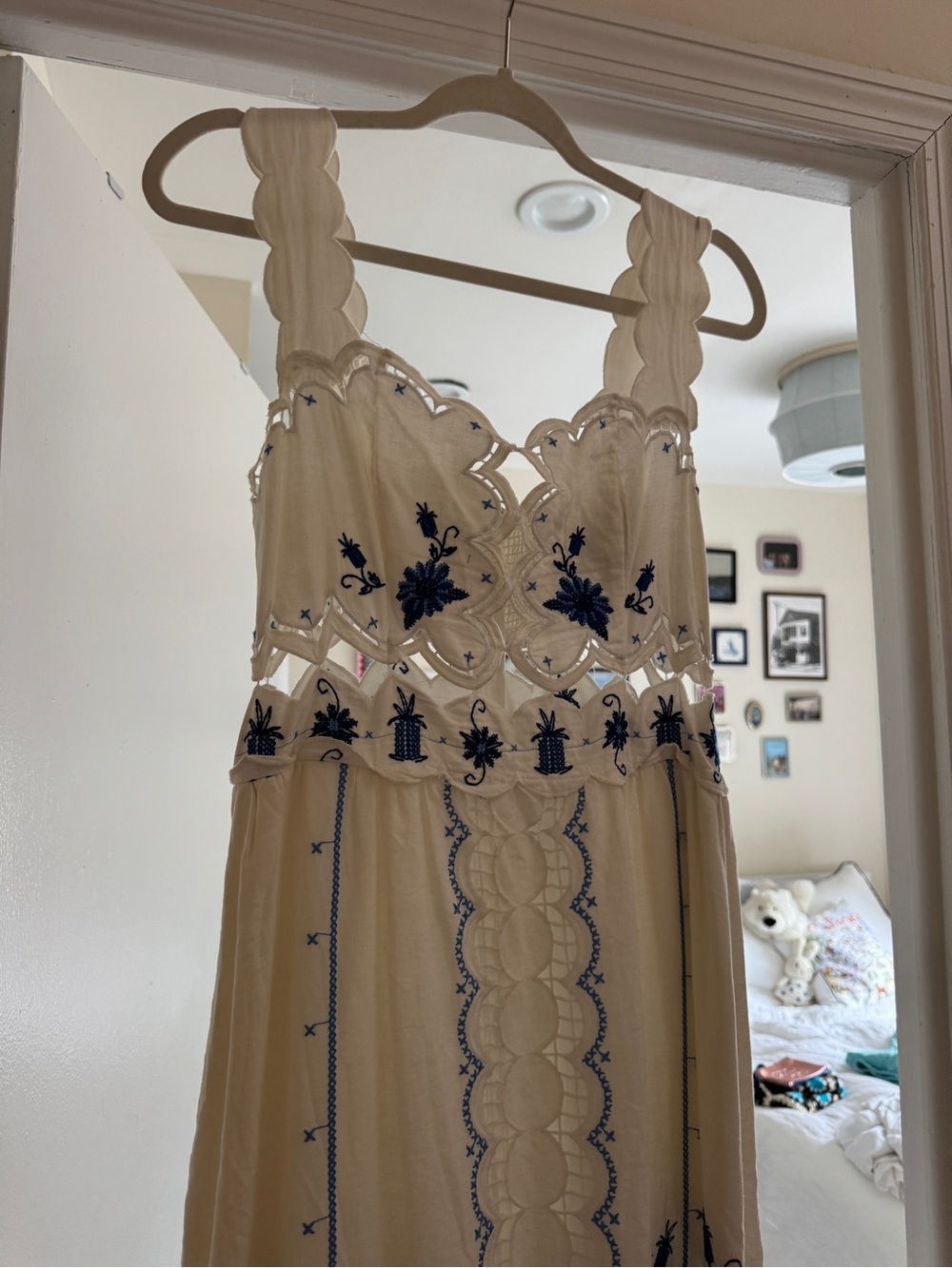 Farm Rio Embroidered Linen Blend Midi Dress - Picture 9 of 15